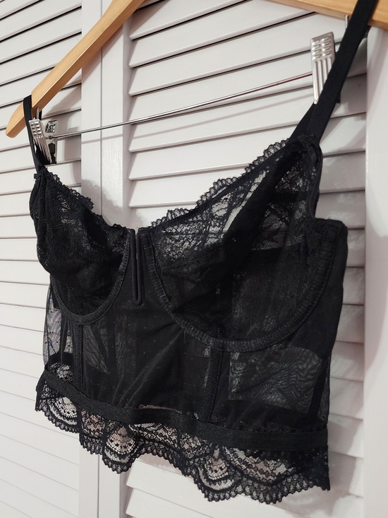 Other - Black Lace Bustier Crop Top - Women's Intimates